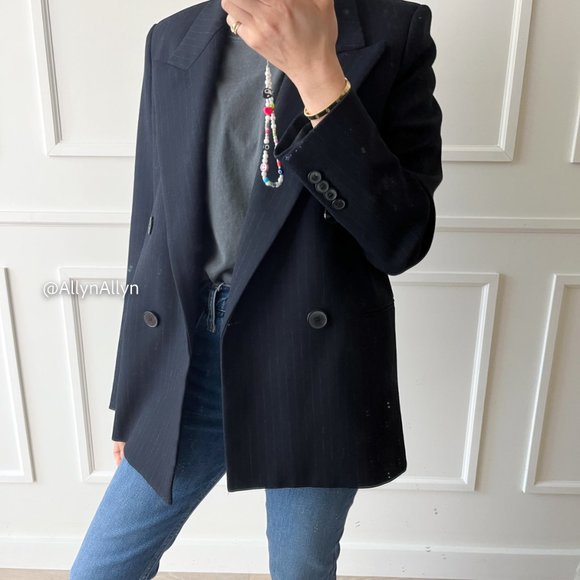 Navy blazer with faint pinstripe - Picture 5 of 12
